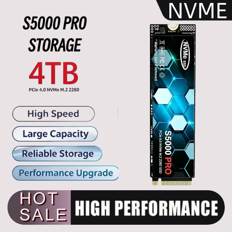 M.2 Nvme 4Tb Pcie 4.0 Ssd - SSD M.2 S5000 PRO baru, kapasitas